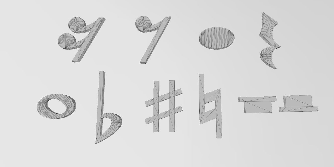 Musical notes symbols characters 3D print model_13