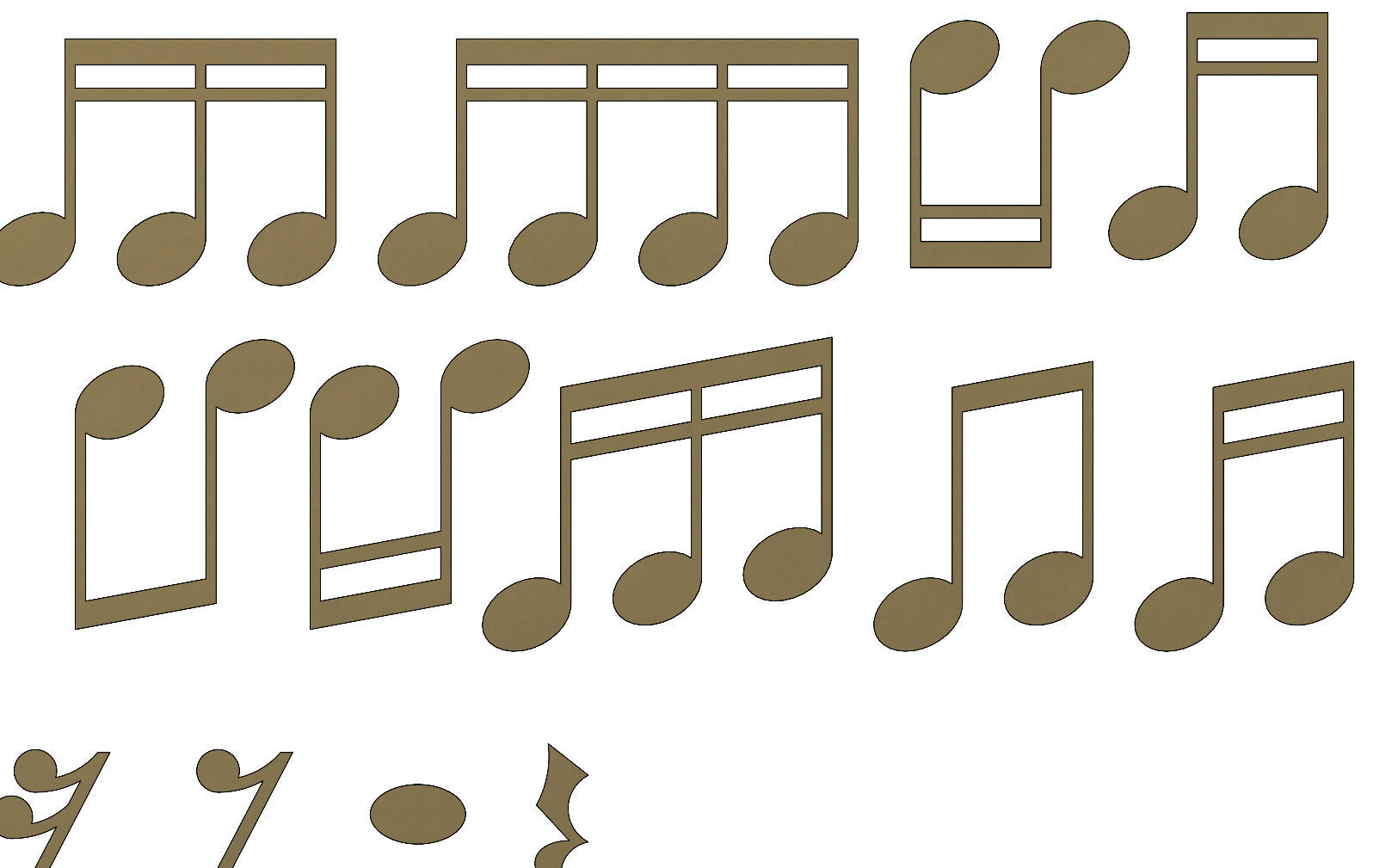 Musical notes symbols characters 3D print model_5