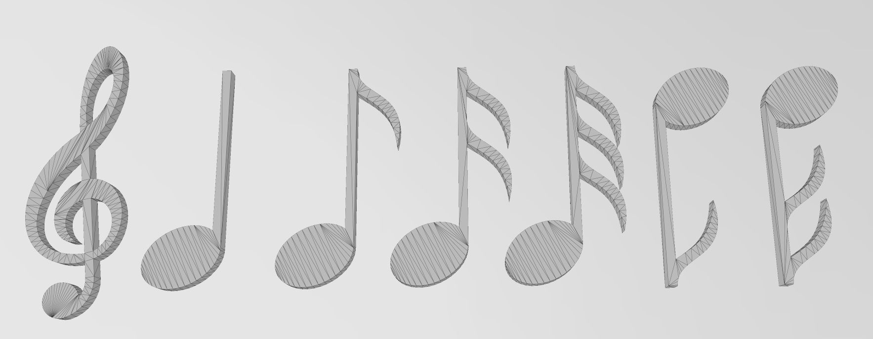 Musical notes symbols characters 3D print model_9