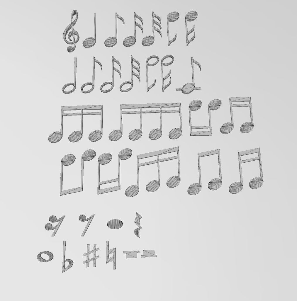 Musical notes symbols characters 3D print model_8