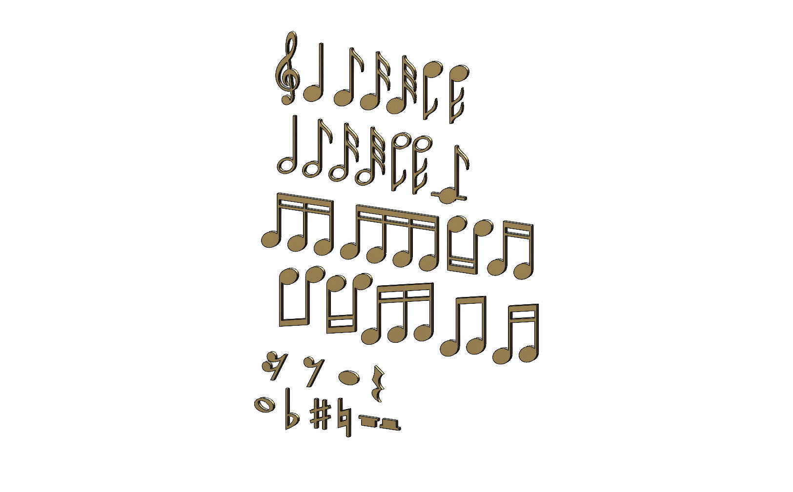 Musical notes symbols characters 3D print model_1