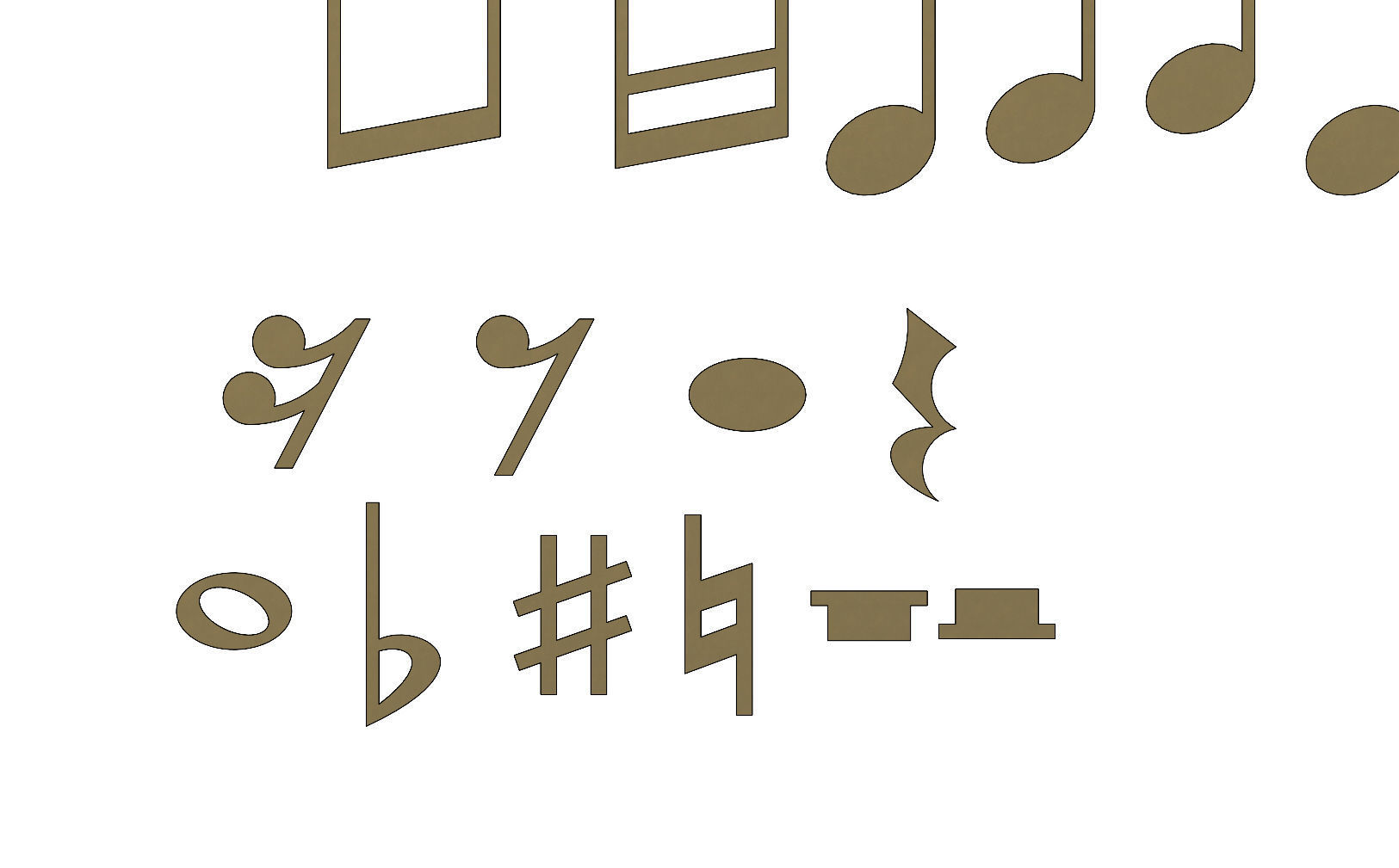 Musical notes symbols characters 3D print model_6