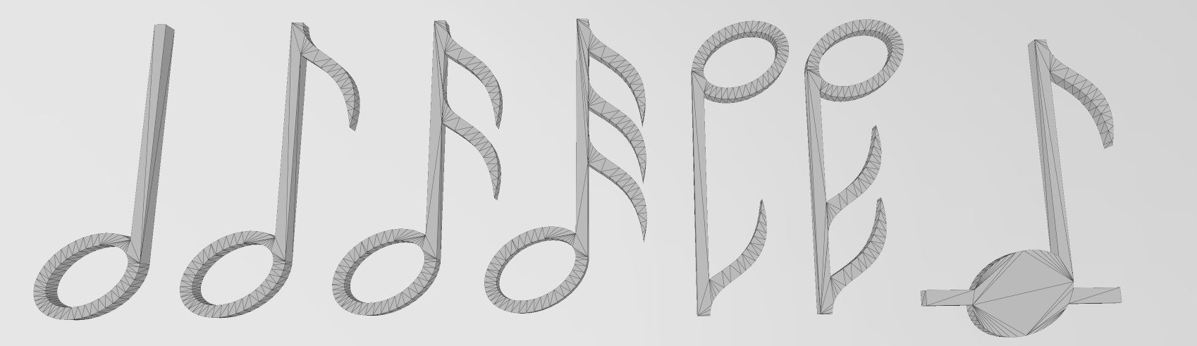Musical notes symbols characters 3D print model_10
