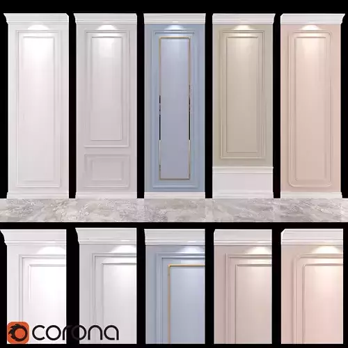 Moulding set of different colored doors