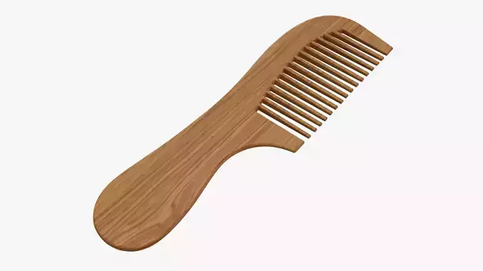 Wooden hair comb type 4 3D model