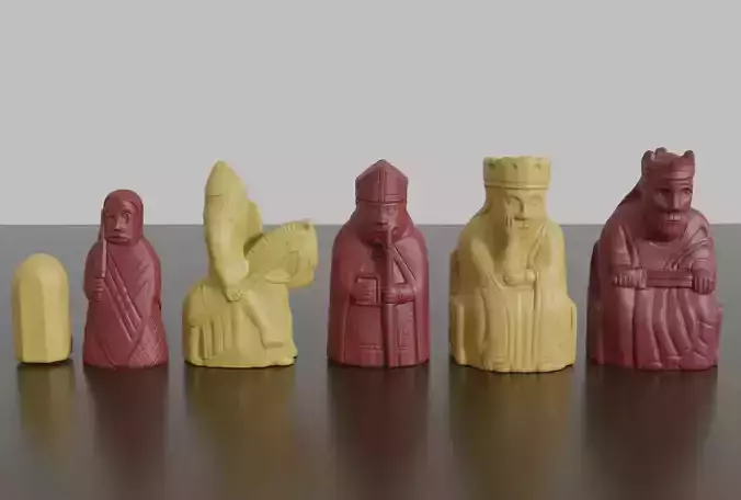 Medieval Chessmen Chess Set No 2 with Celtic Board