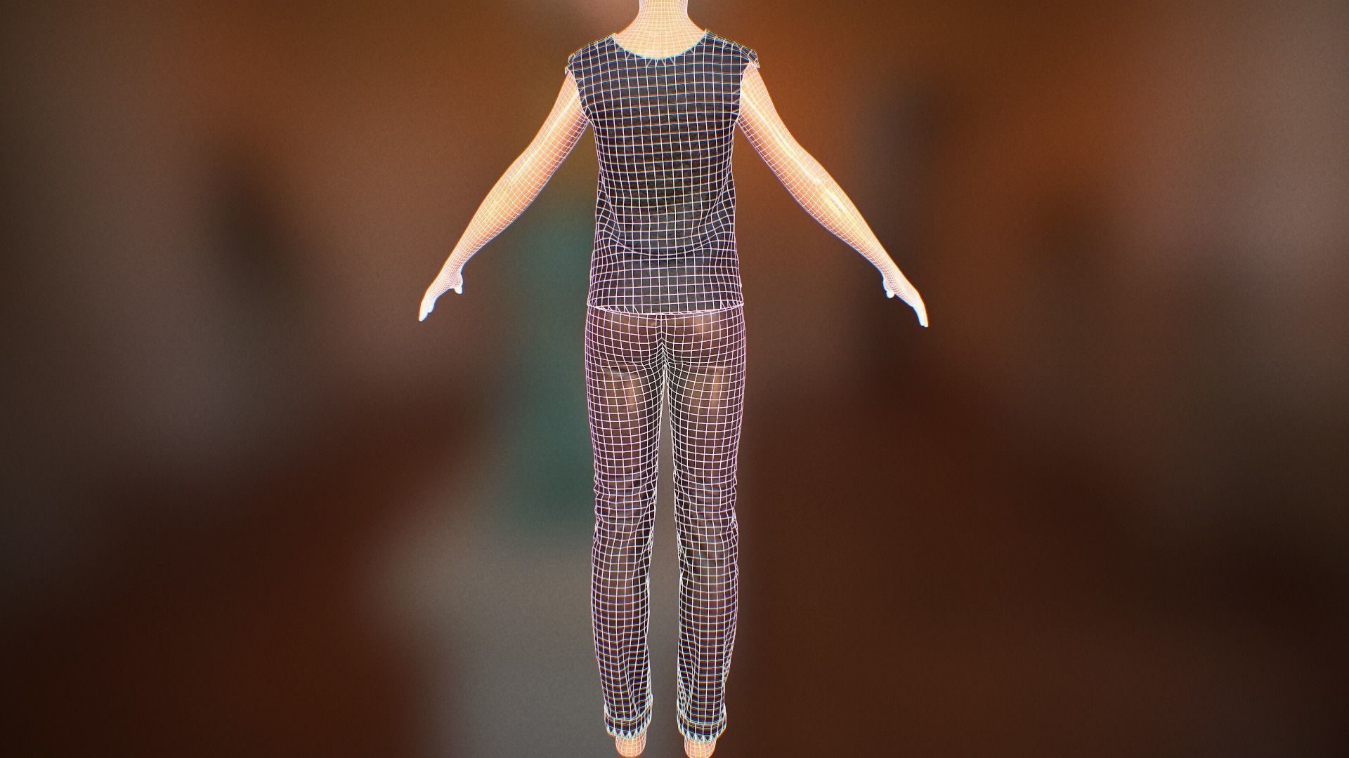 Pant suit Low-poly 3D model_5