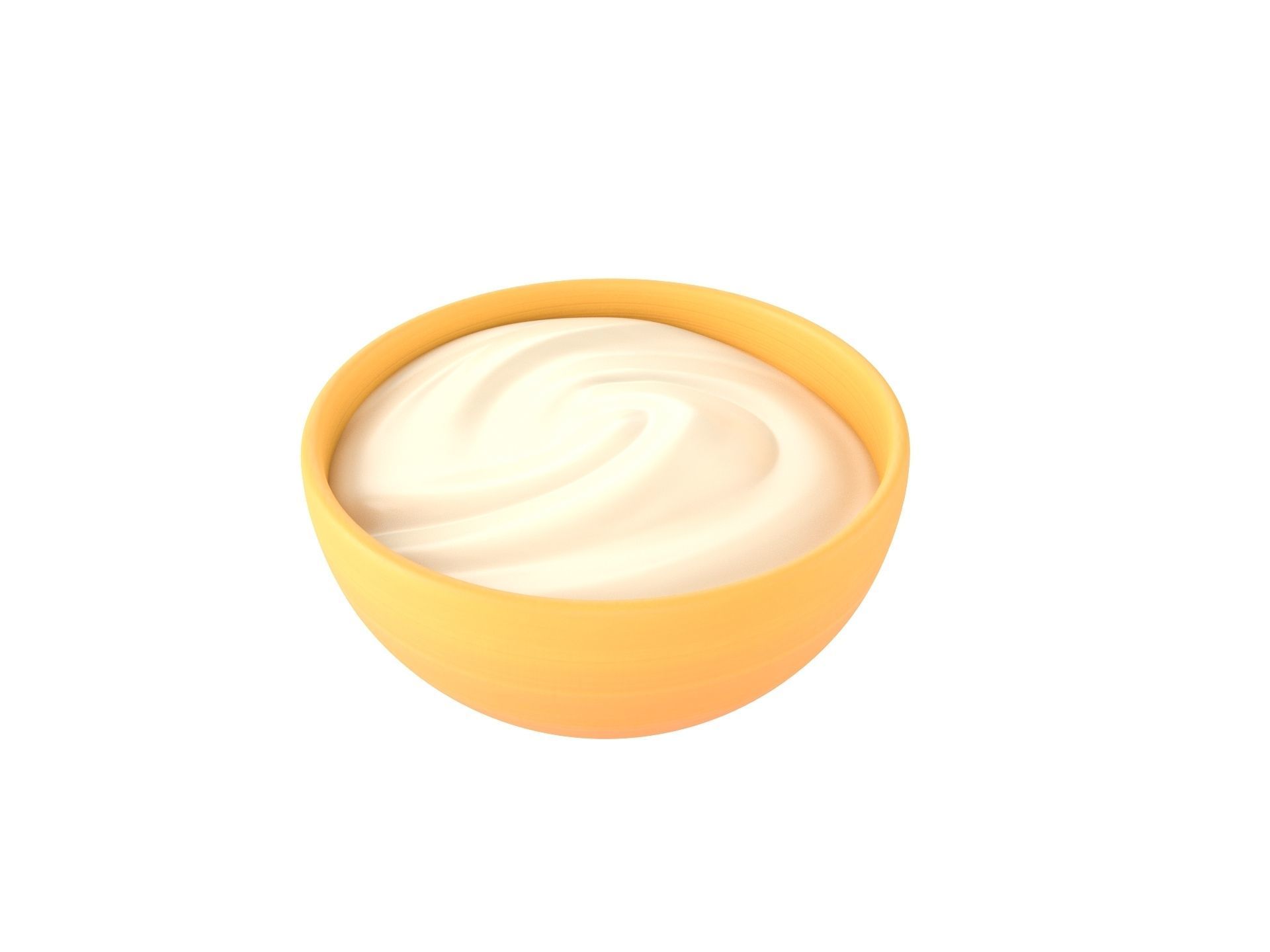 Yogurt orange bowl 3D model_5