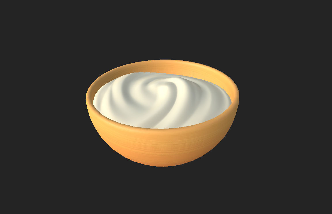 Yogurt orange bowl 3D model_6