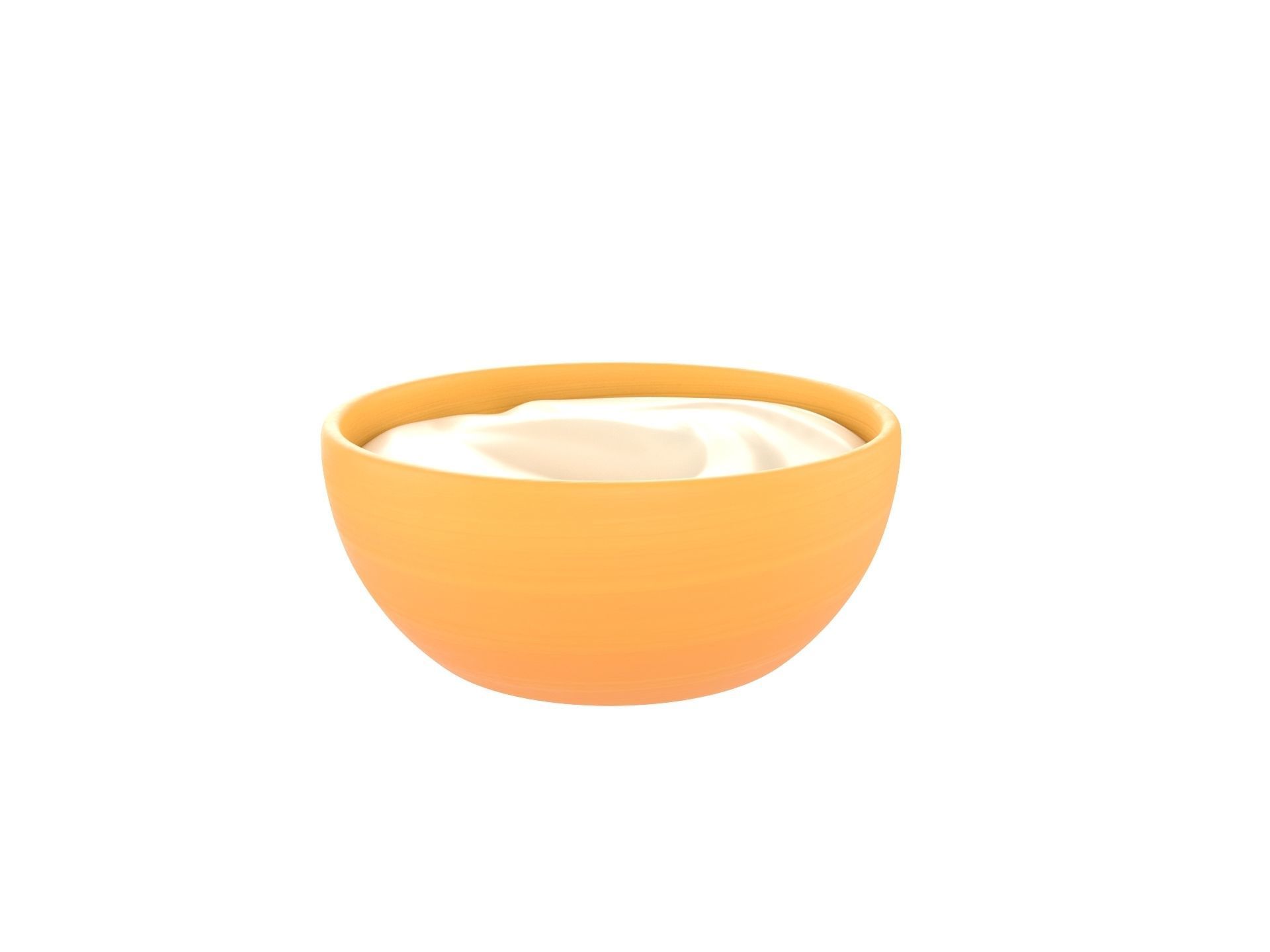 Yogurt orange bowl 3D model_3