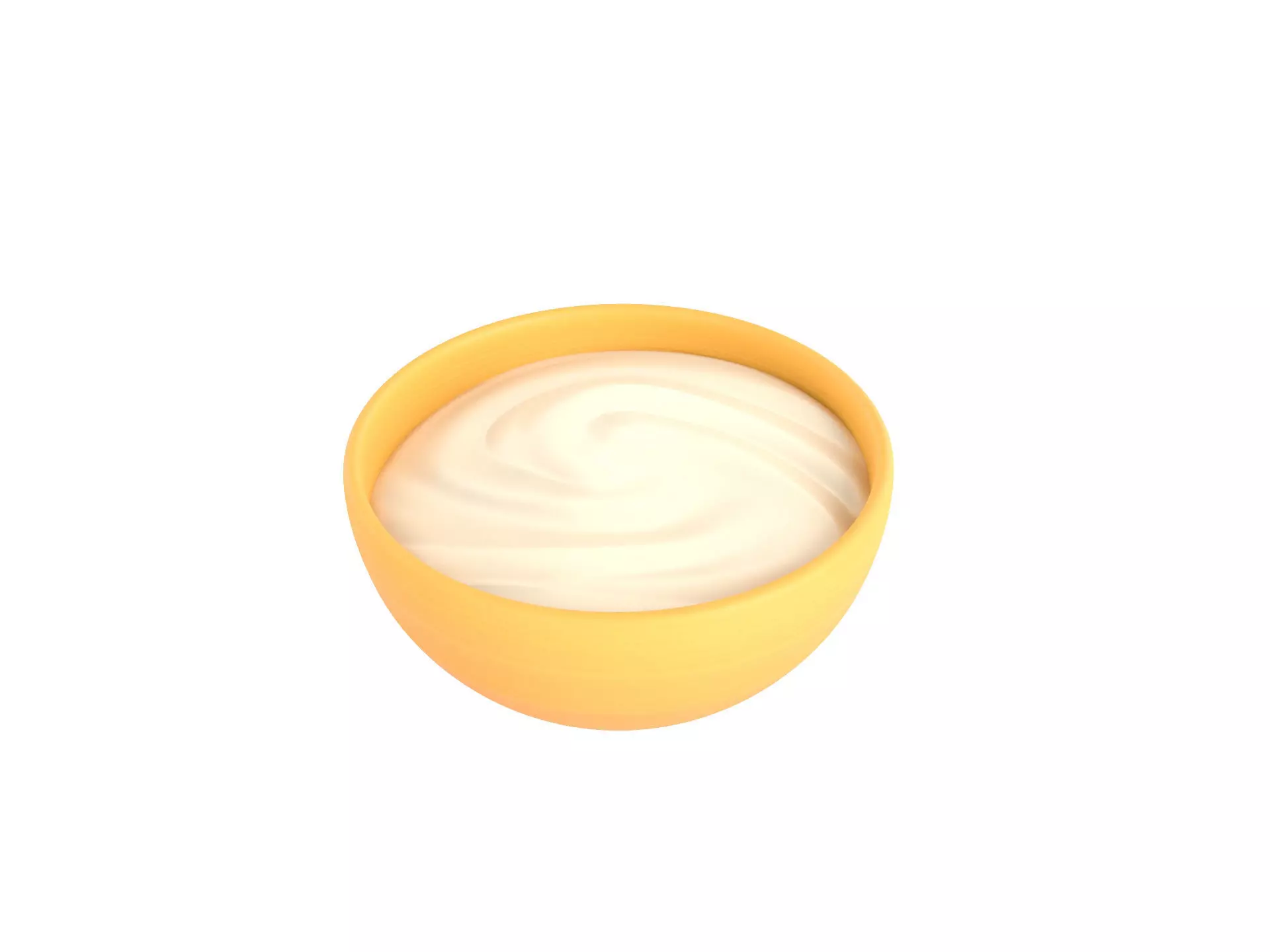 Yogurt orange bowl 3D model_0