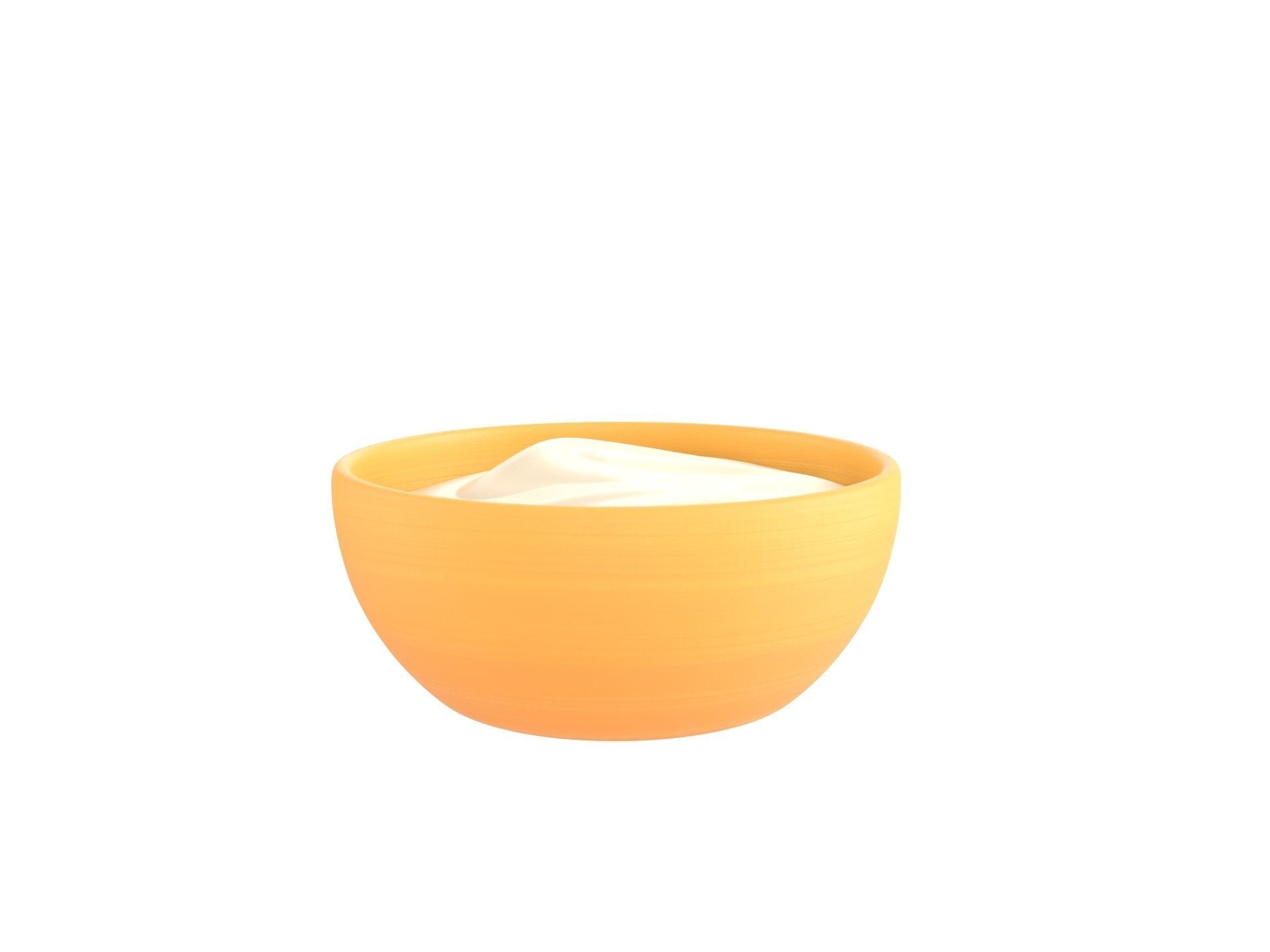 Yogurt orange bowl 3D model_1