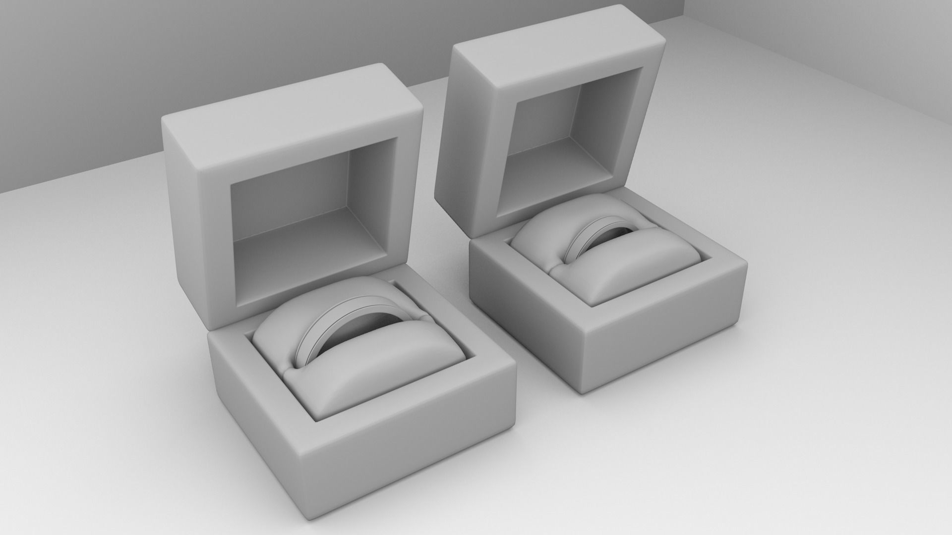 Couple Gold Ring with Wood Box 3D model_5