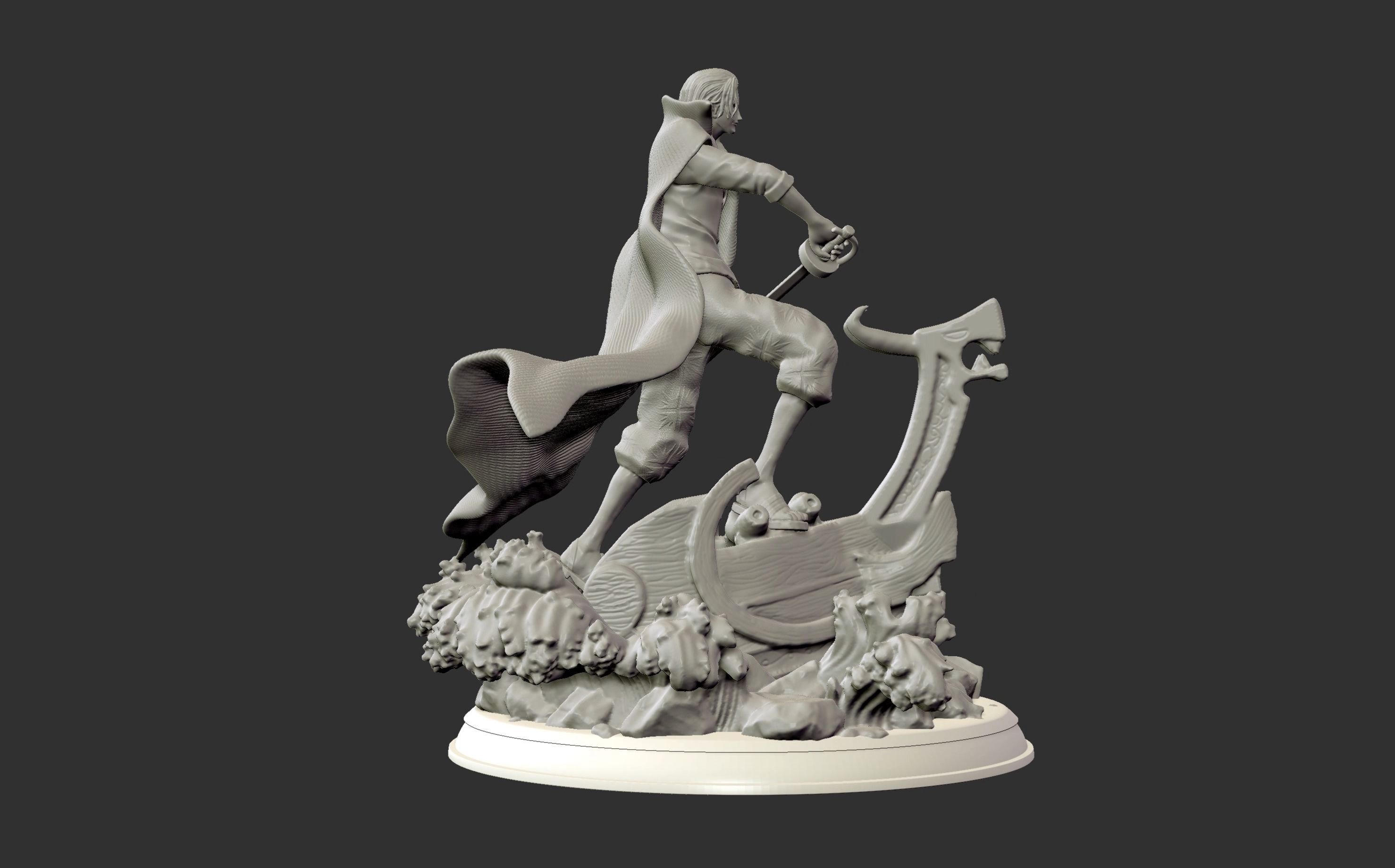 Red Hair Shanks V2 3d print statue - One Piece figurine 3D print model_27