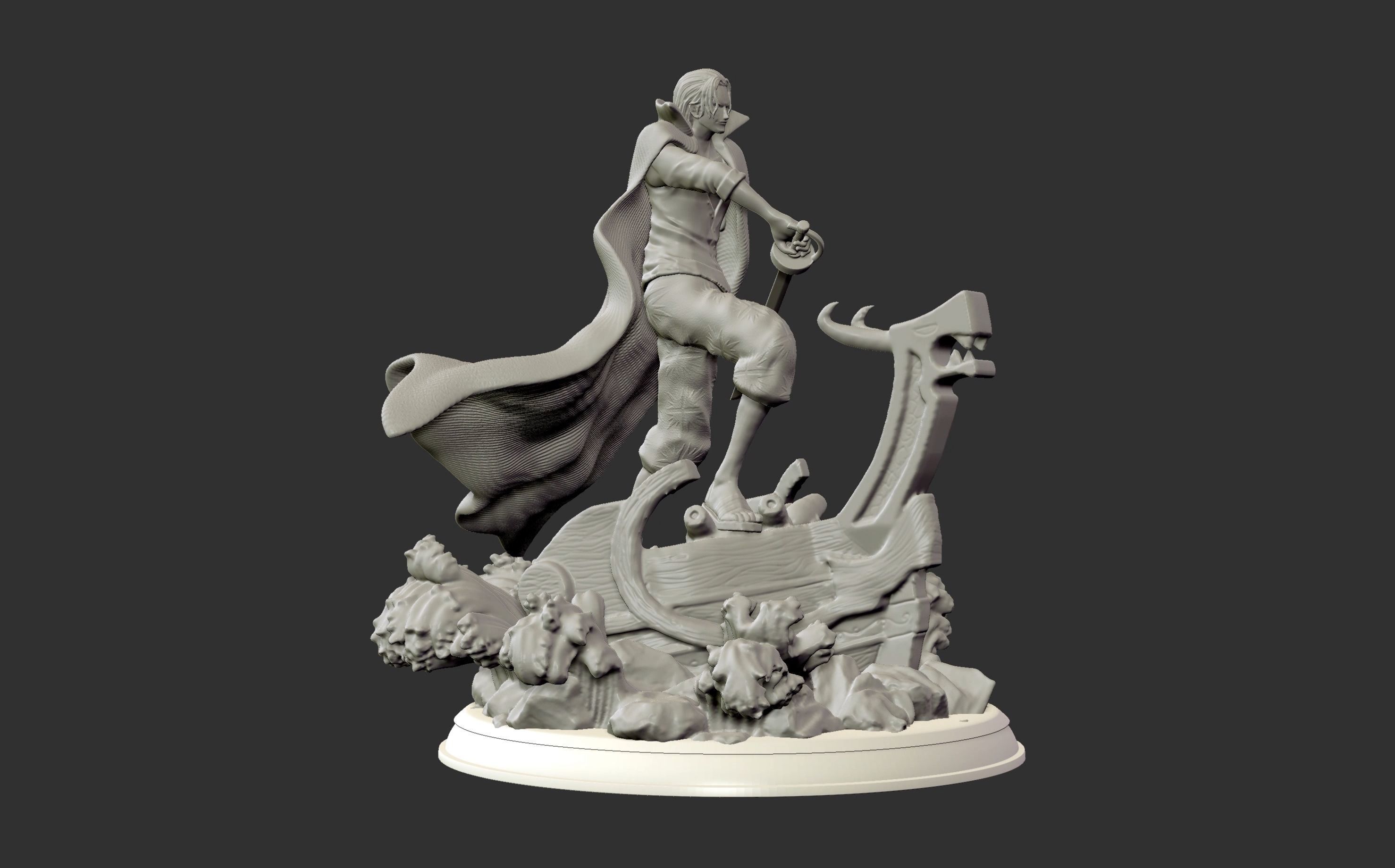 Red Hair Shanks V2 3d print statue - One Piece figurine 3D print model_29