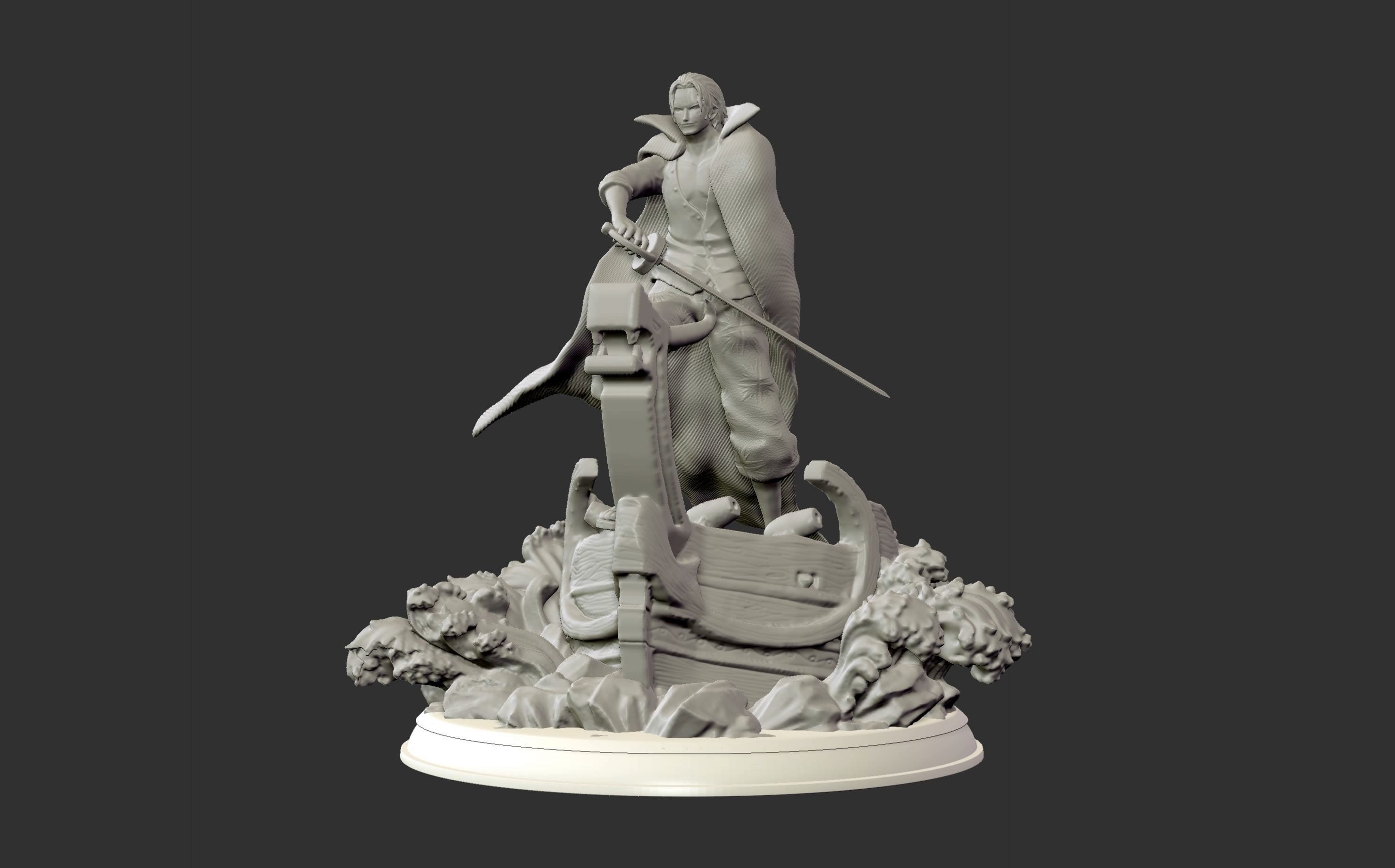 Red Hair Shanks V2 3d print statue - One Piece figurine 3D print model_6
