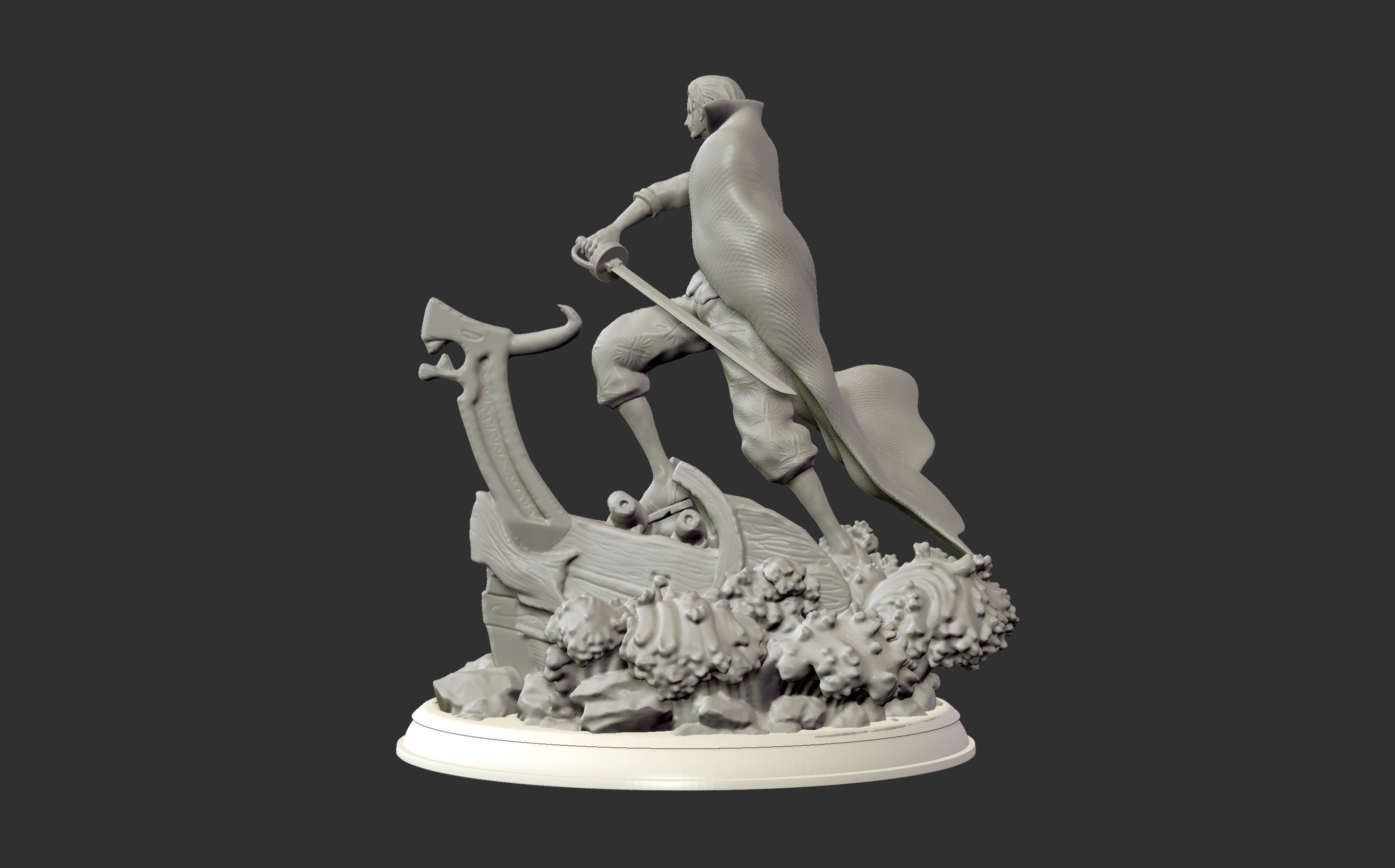 Red Hair Shanks V2 3d print statue - One Piece figurine 3D print model_11