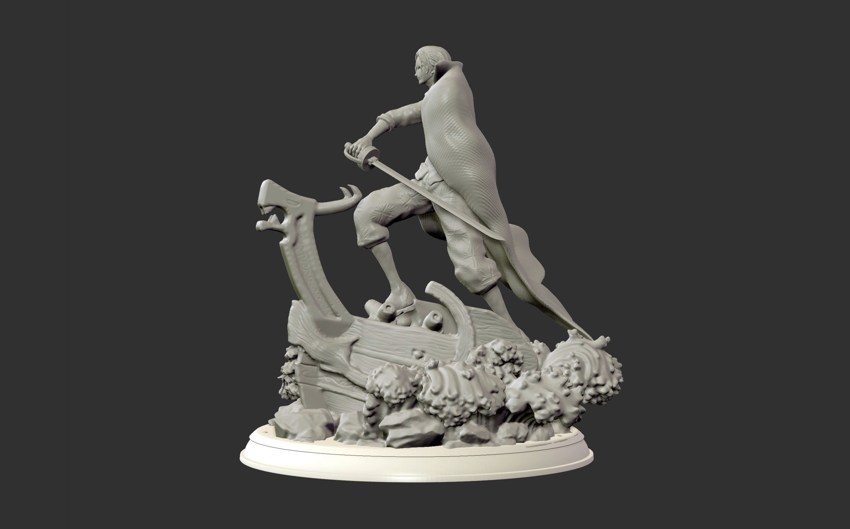 Red Hair Shanks V2 3d print statue - One Piece figurine 3D print model_10