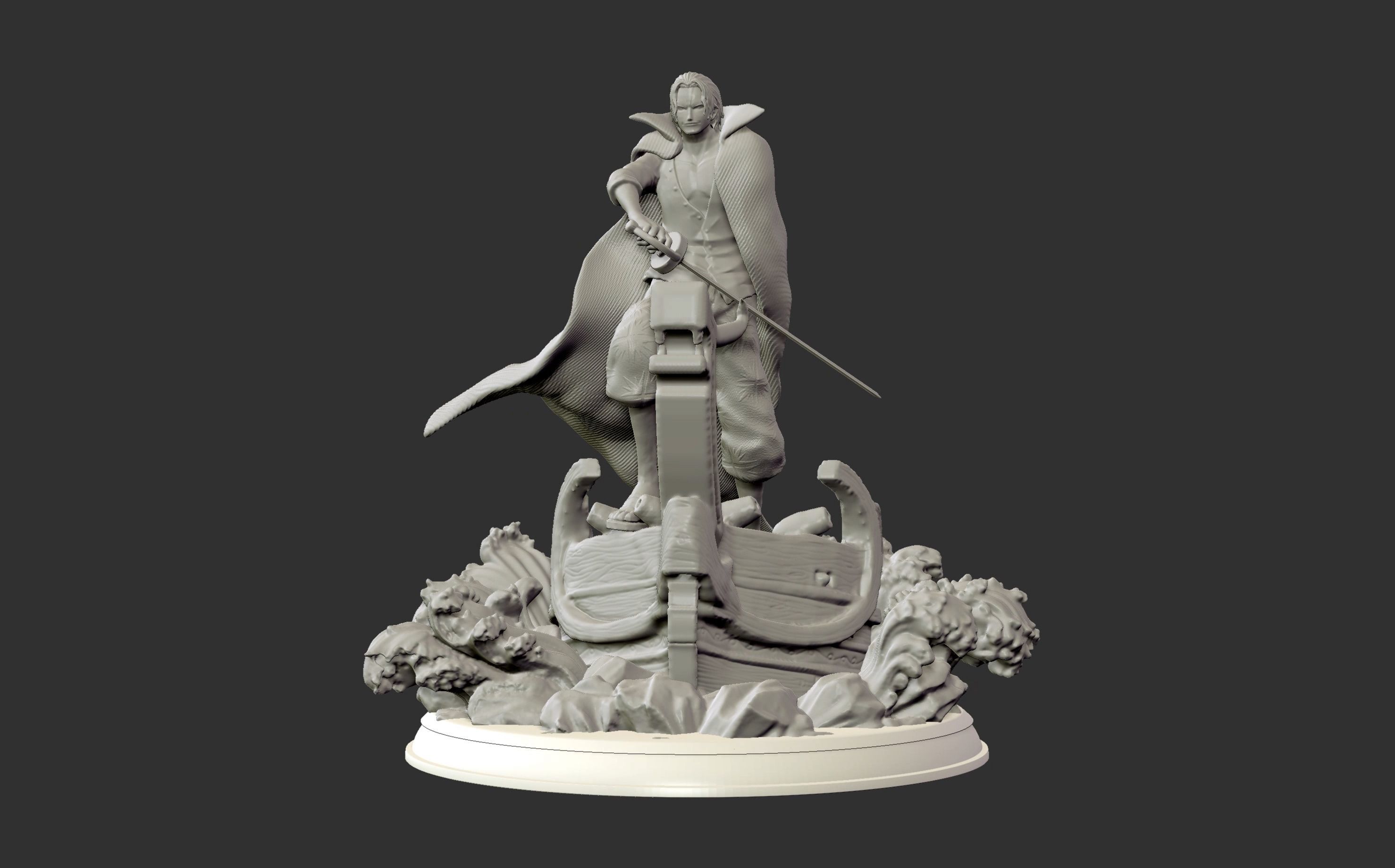 Red Hair Shanks V2 3d print statue - One Piece figurine 3D print model_5