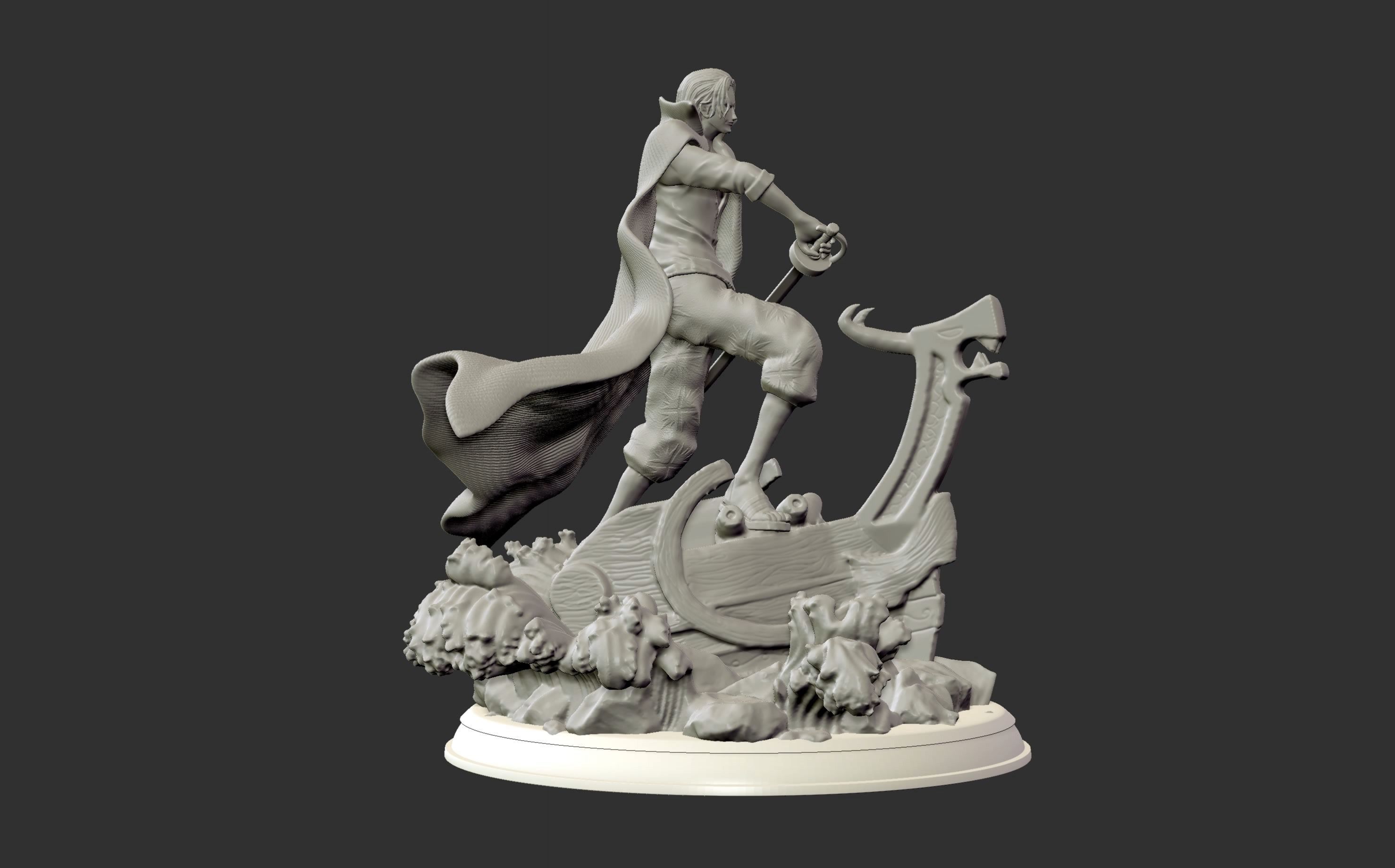 Red Hair Shanks V2 3d print statue - One Piece figurine 3D print model_28