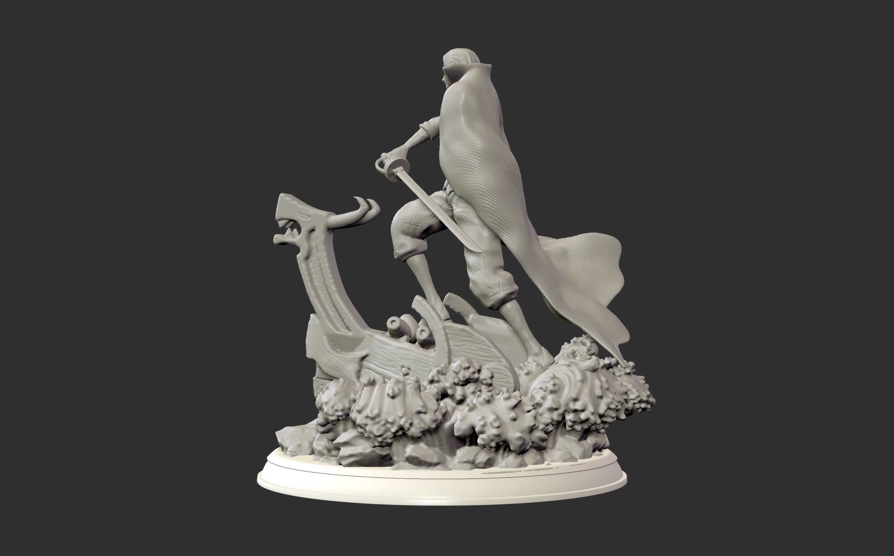 Red Hair Shanks V2 3d print statue - One Piece figurine 3D print model_12