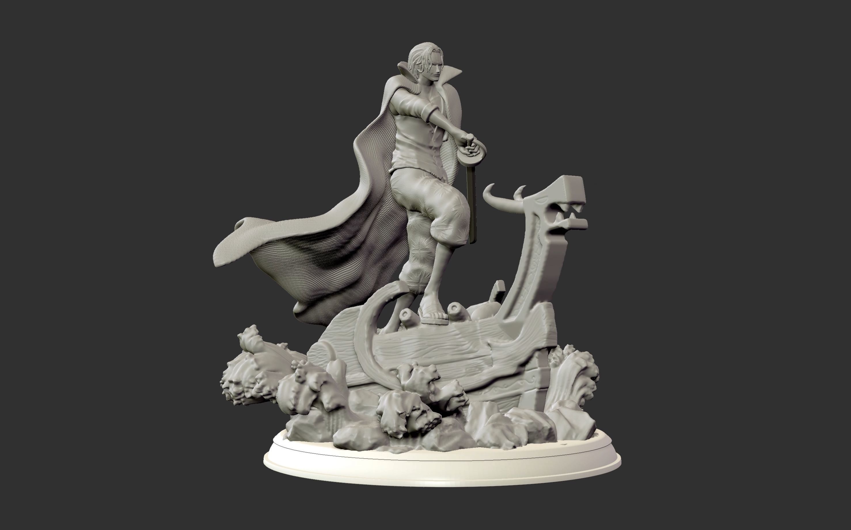 Red Hair Shanks V2 3d print statue - One Piece figurine 3D print model_30