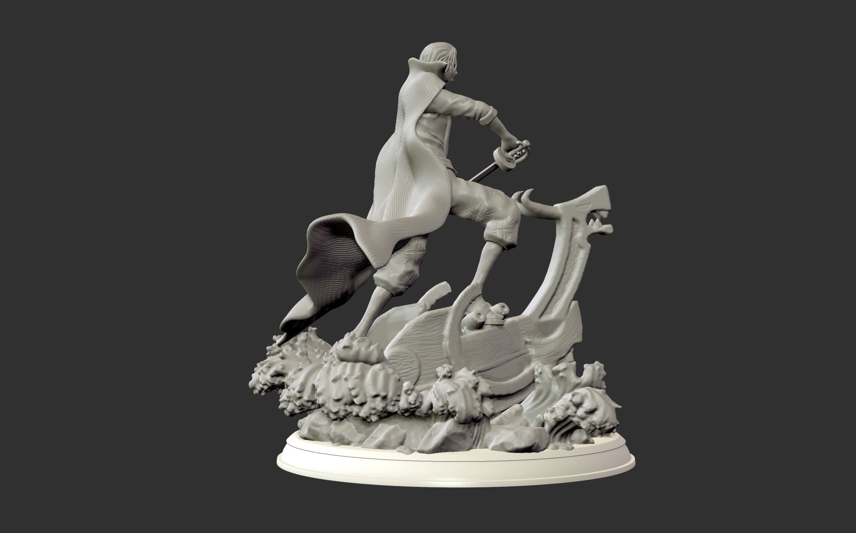 Red Hair Shanks V2 3d print statue - One Piece figurine 3D print model_26