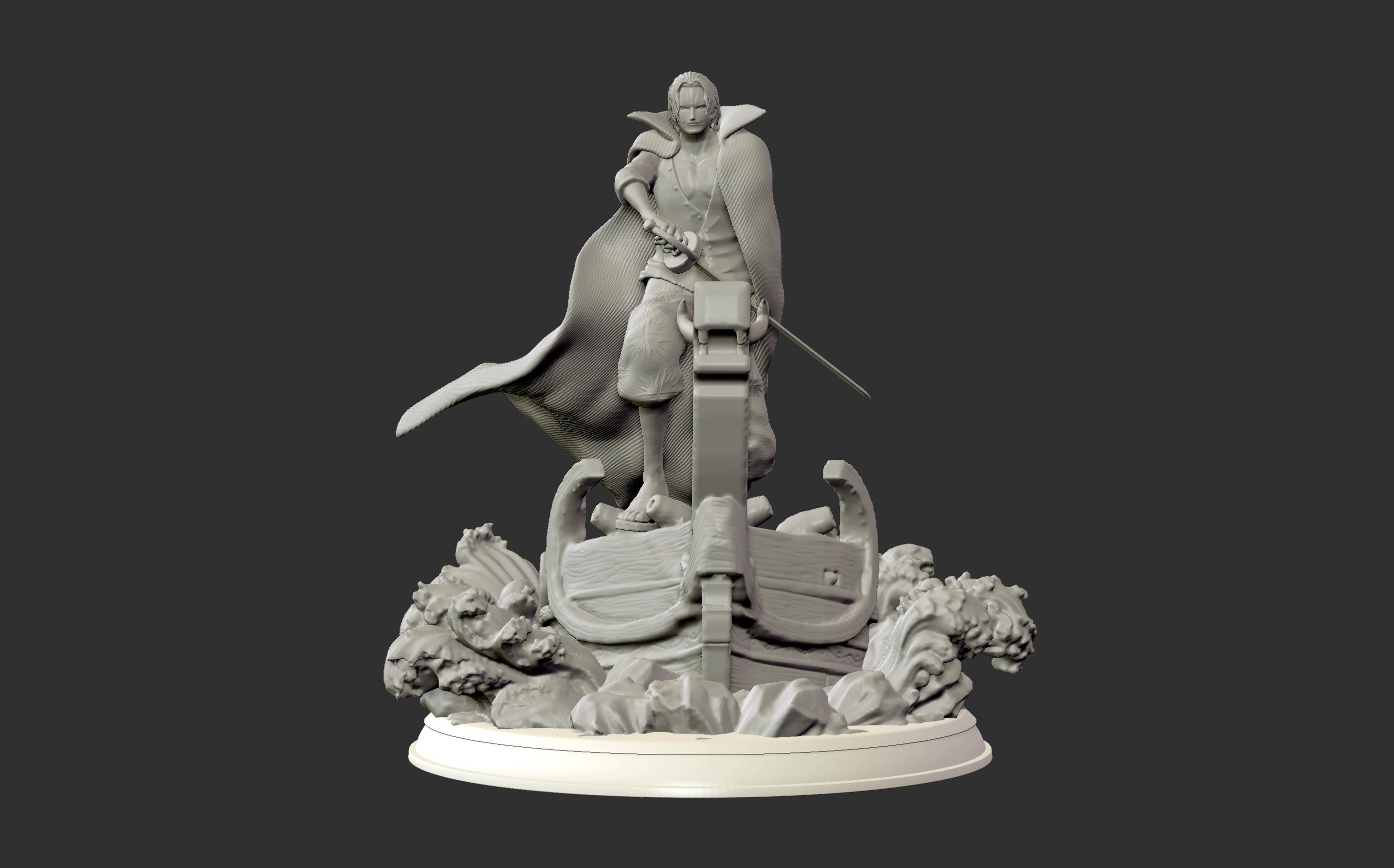 Red Hair Shanks V2 3d print statue - One Piece figurine 3D print model_2
