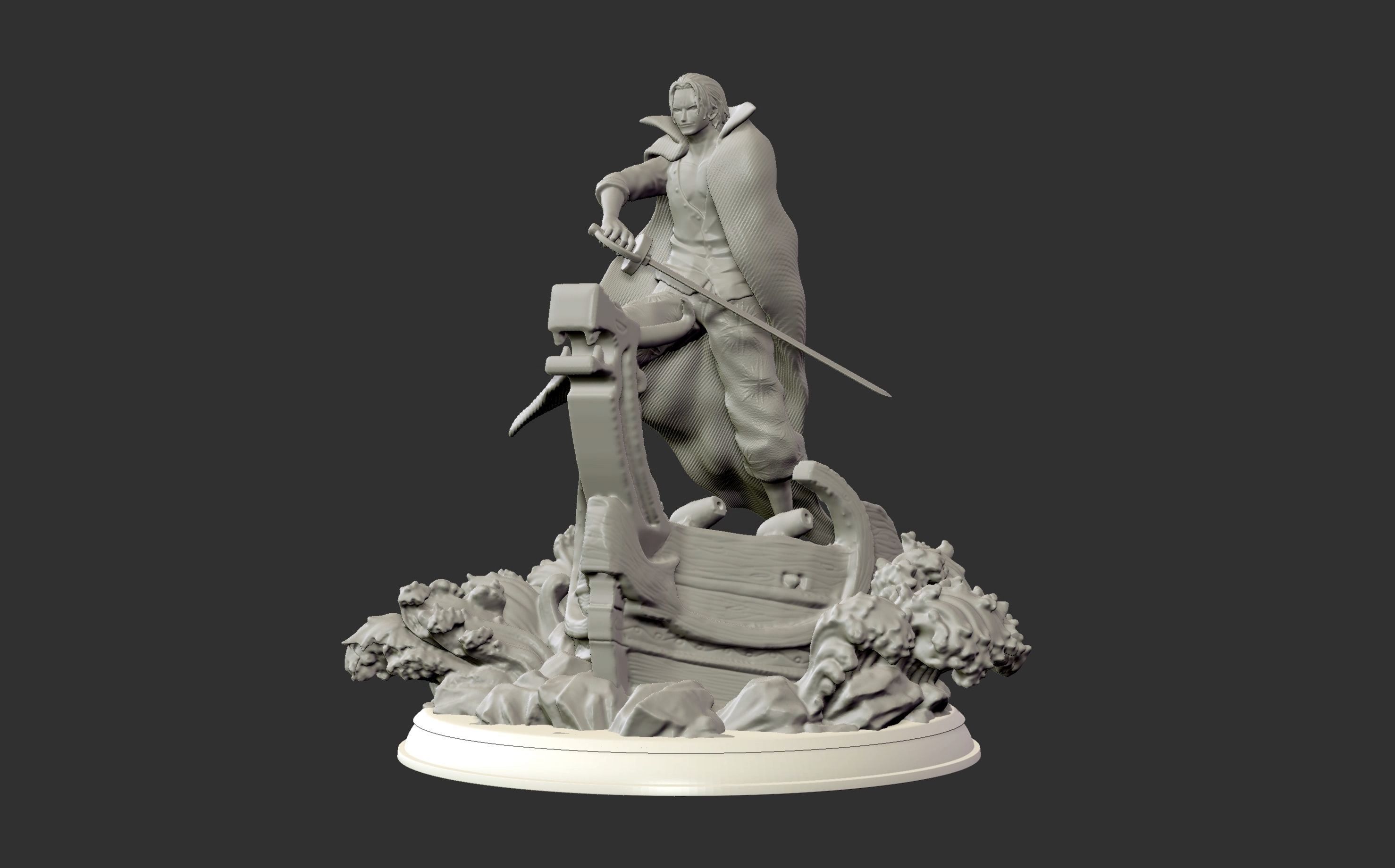 Red Hair Shanks V2 3d print statue - One Piece figurine 3D print model_7