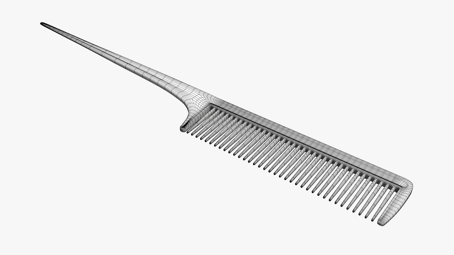 Hair comb rat tail 3D model_7