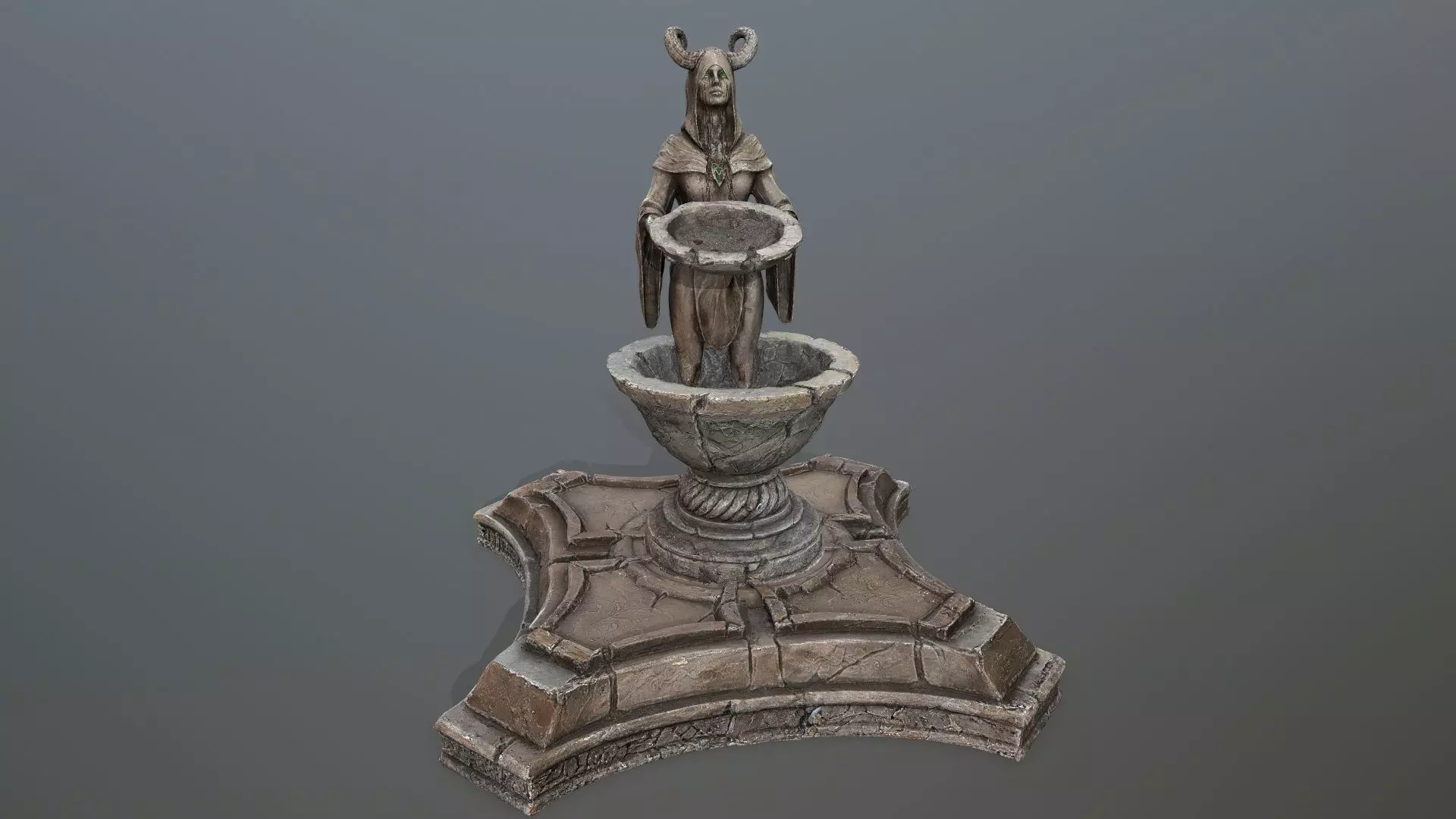 Angel fountain Low-poly 3D model_0