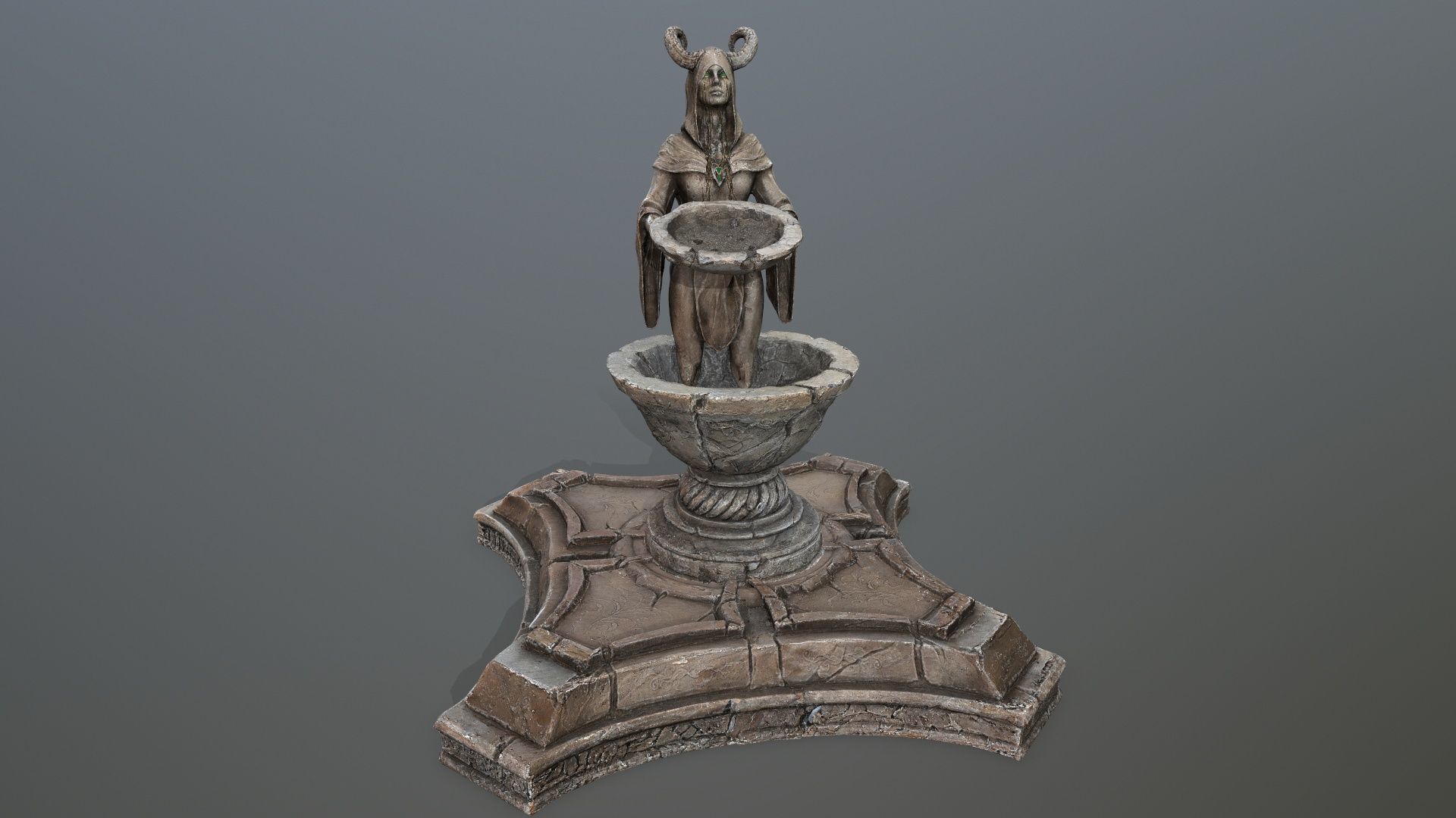 Angel fountain Low-poly 3D model_1
