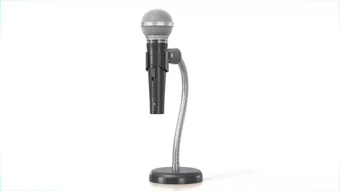 Microphone with Desk Stand Low-poly 3D model
