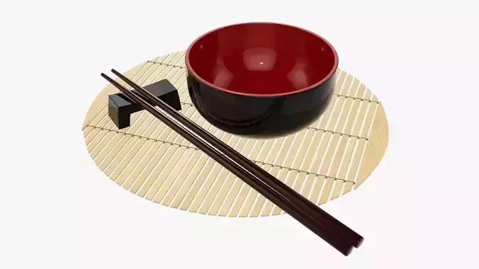 Chopsticks on rest and bowl