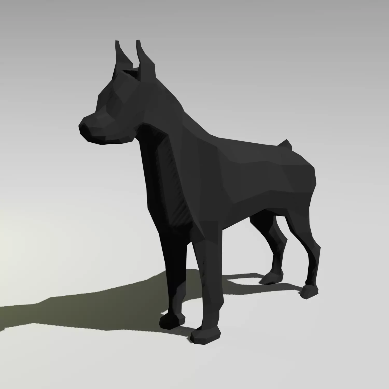 Doberman dog stands Low-poly 3D model_0