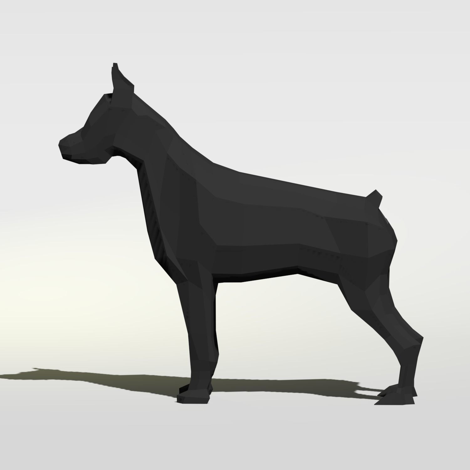 Doberman dog stands Low-poly 3D model_1