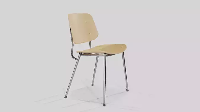 Soborg Metal Base Chair-lacquered oak and Chromed