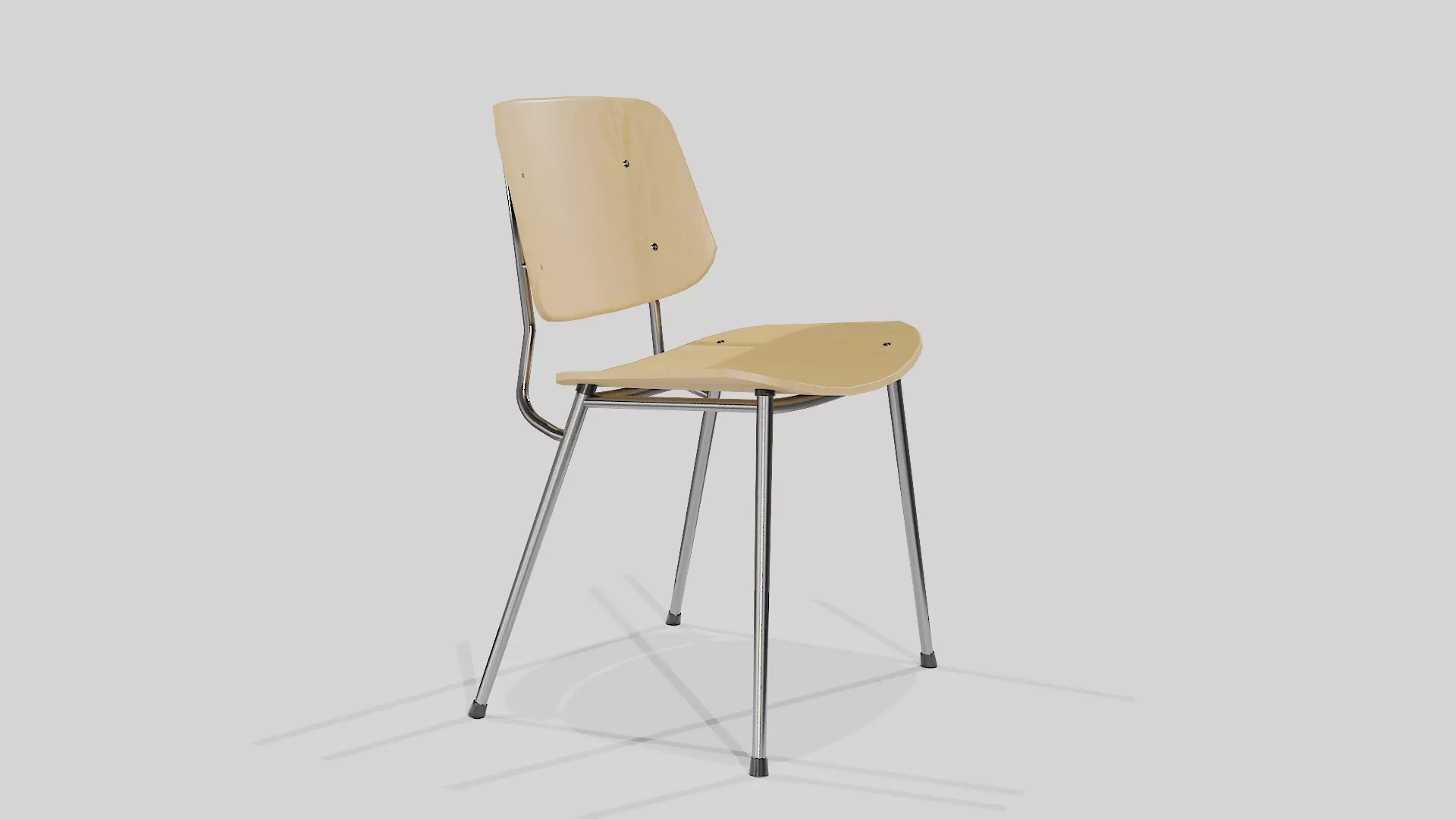 Soborg Metal Base Chair-lacquered oak and Chromed Low-poly 3D model