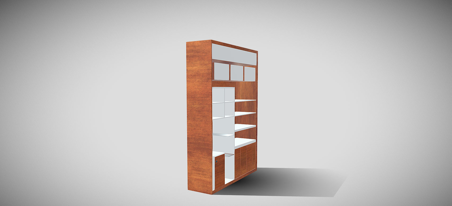 Wooden Showcase 3D model_2