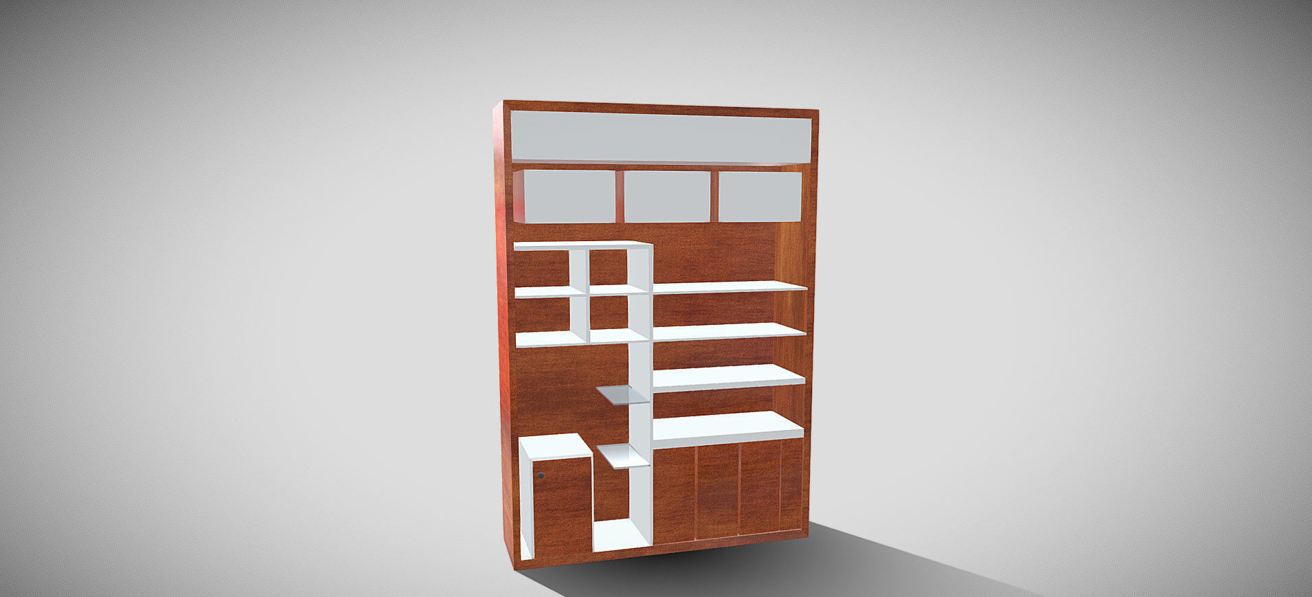 Wooden Showcase 3D model_12