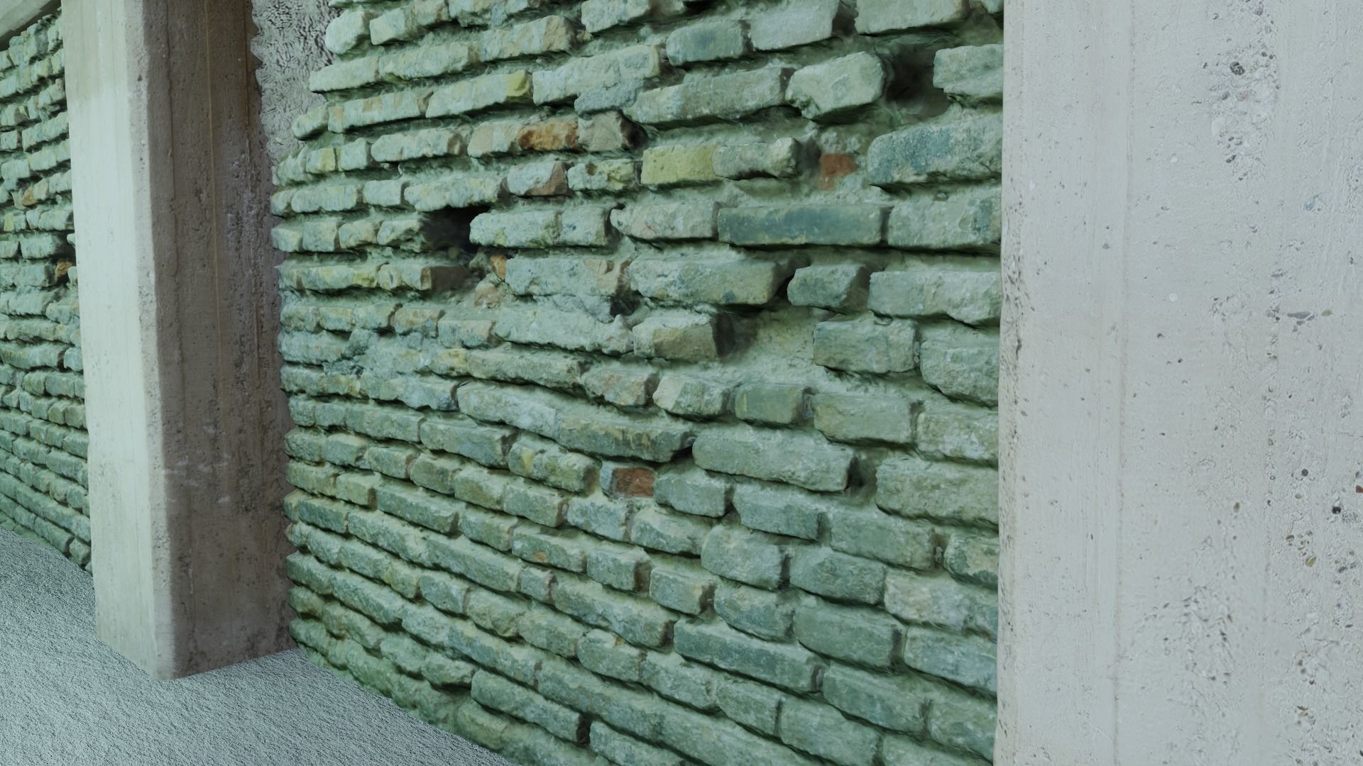 Old Brick Wall 8K Scan Low-poly 3D model_1