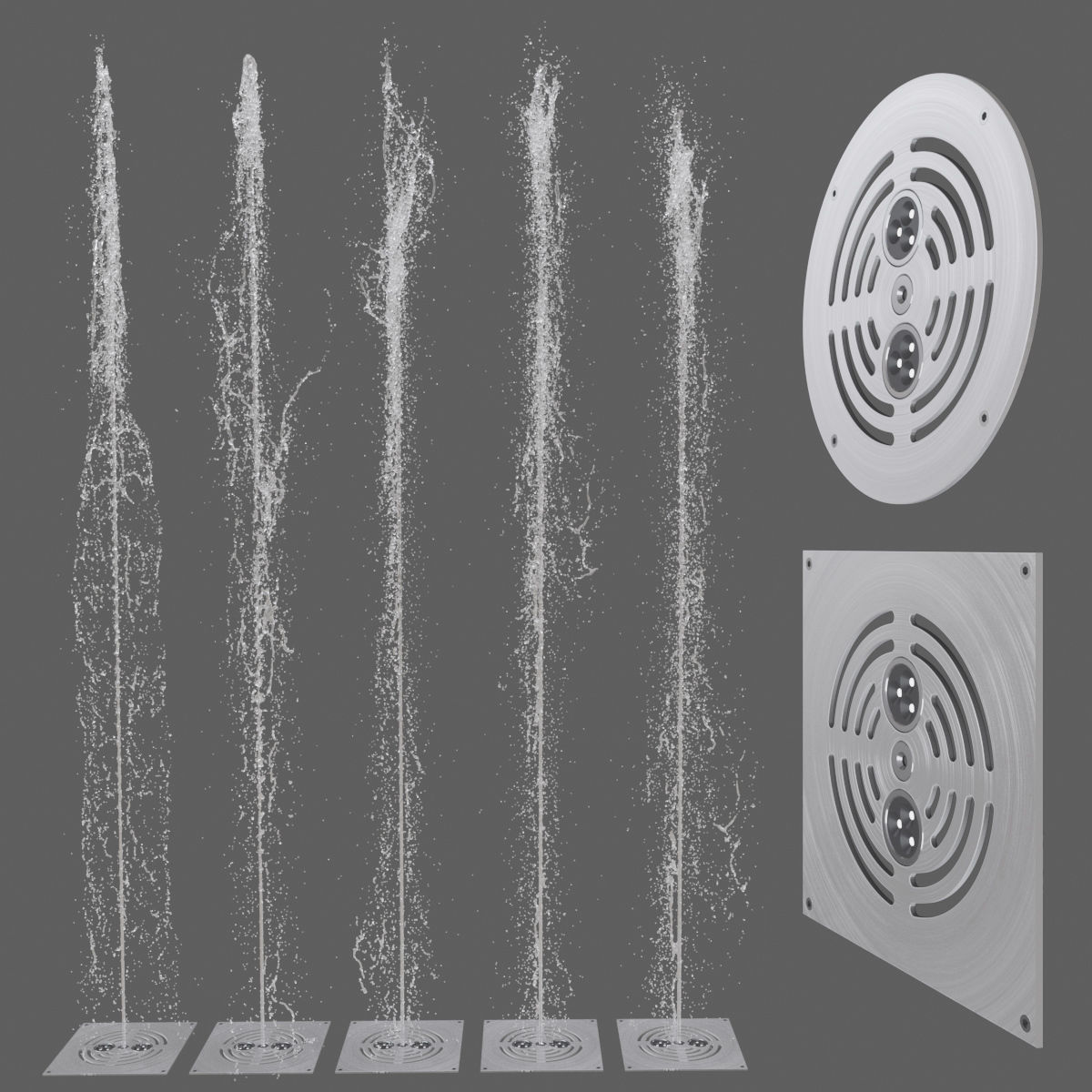 Sidewalk fountain model and Animated 3D model_5
