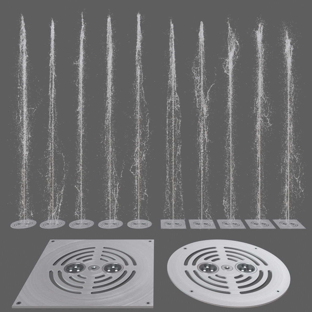 Sidewalk fountain model and Animated 3D model_8
