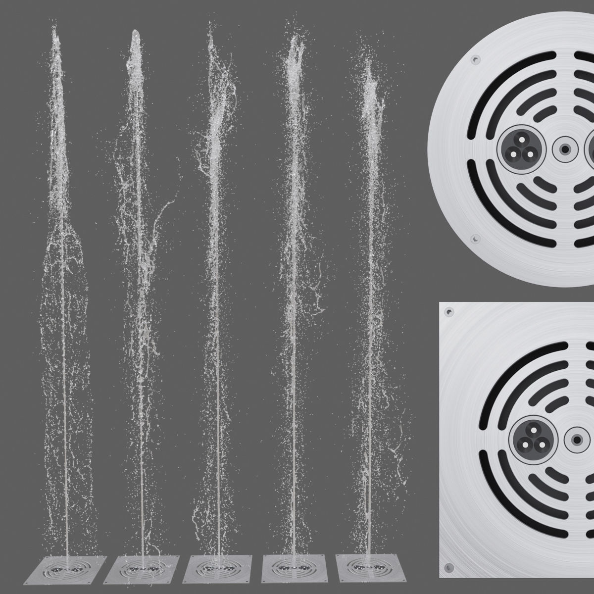 Sidewalk fountain model and Animated 3D model_3