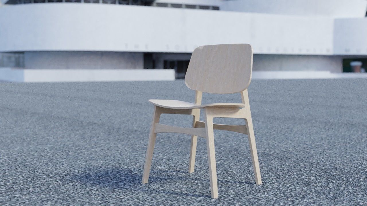 Chair wooden Free 3D model_1