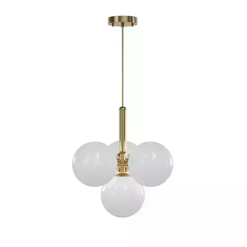 RAFFIN pendant light with three balls hanging from brass chain 3D model