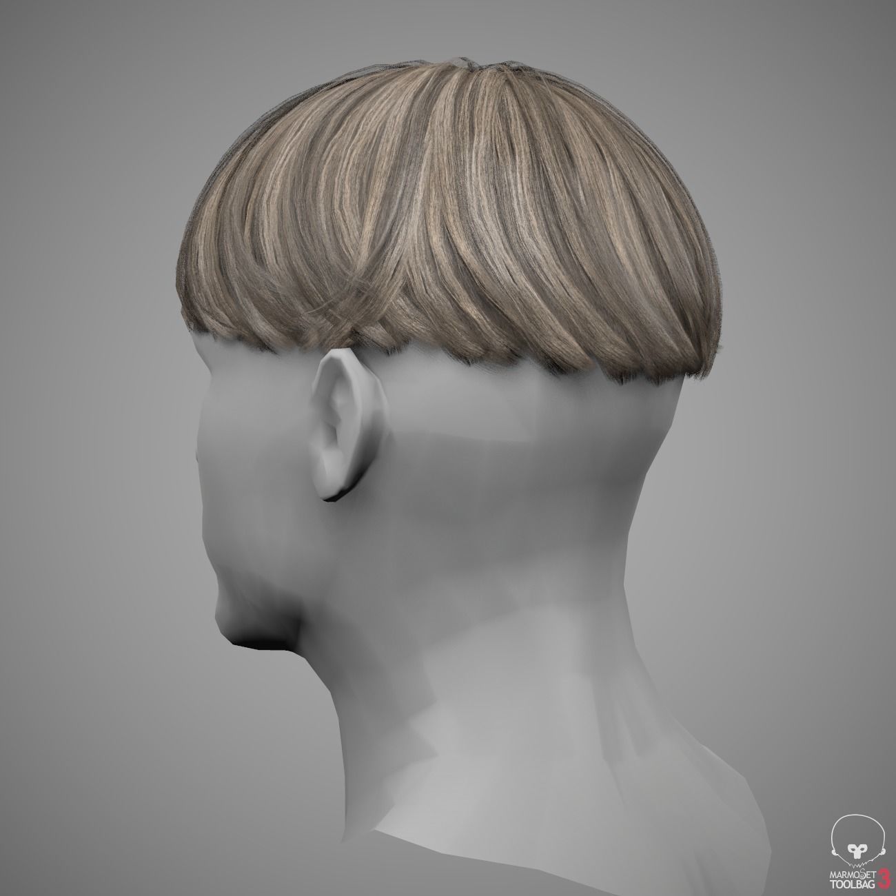 Round Hair Low poly Low-poly 3D model_3