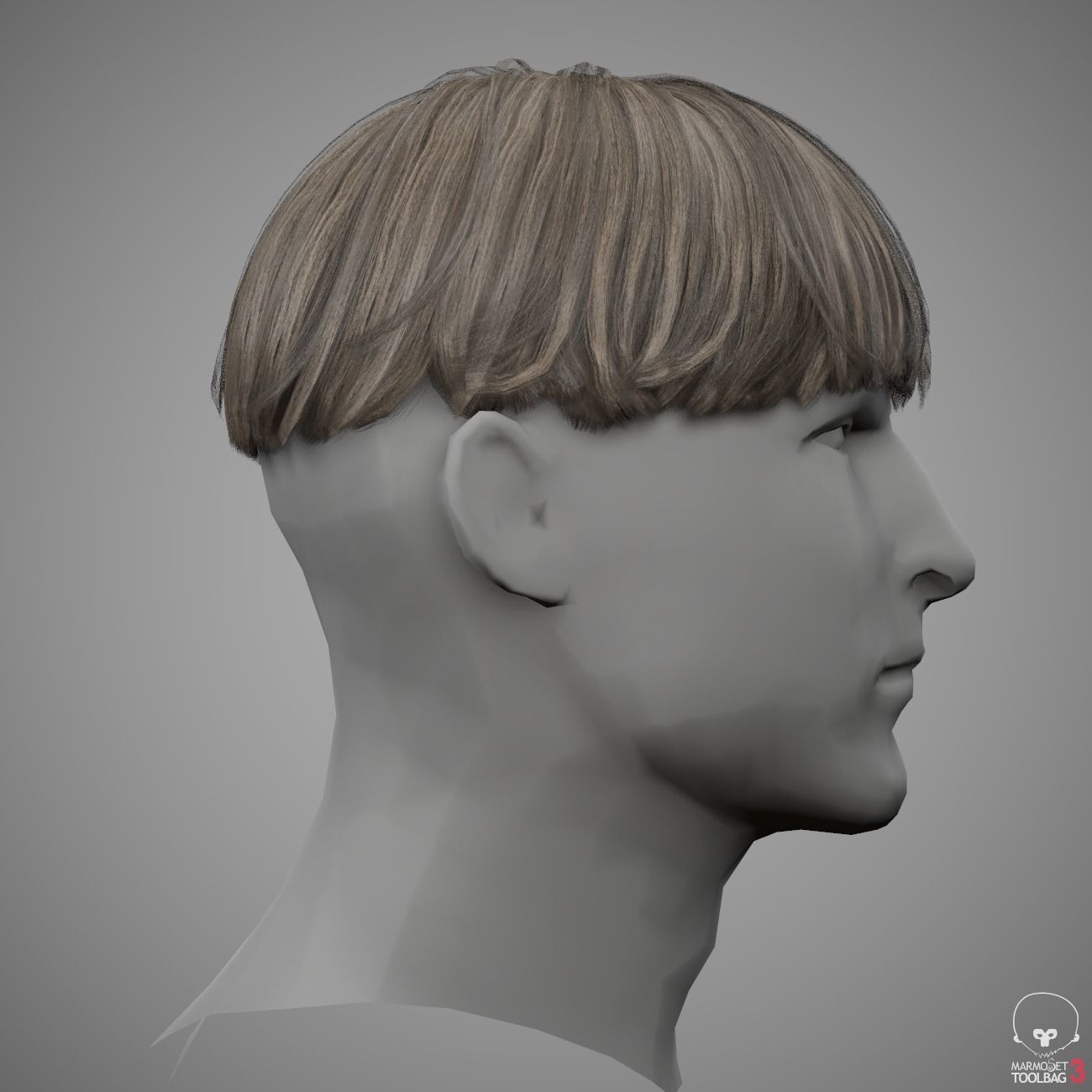 Round Hair Low poly Low-poly 3D model_4