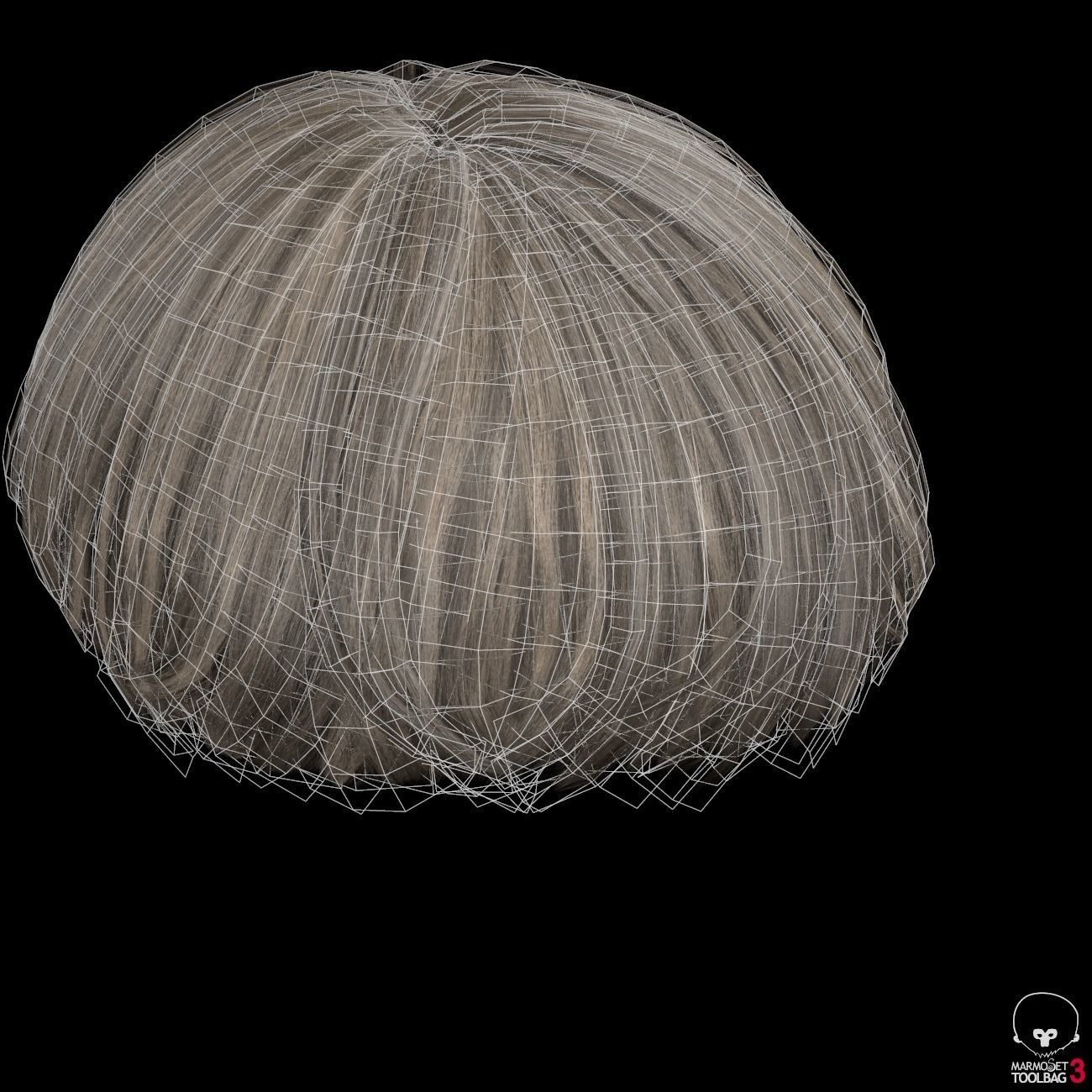 Round Hair Low poly Low-poly 3D model_5