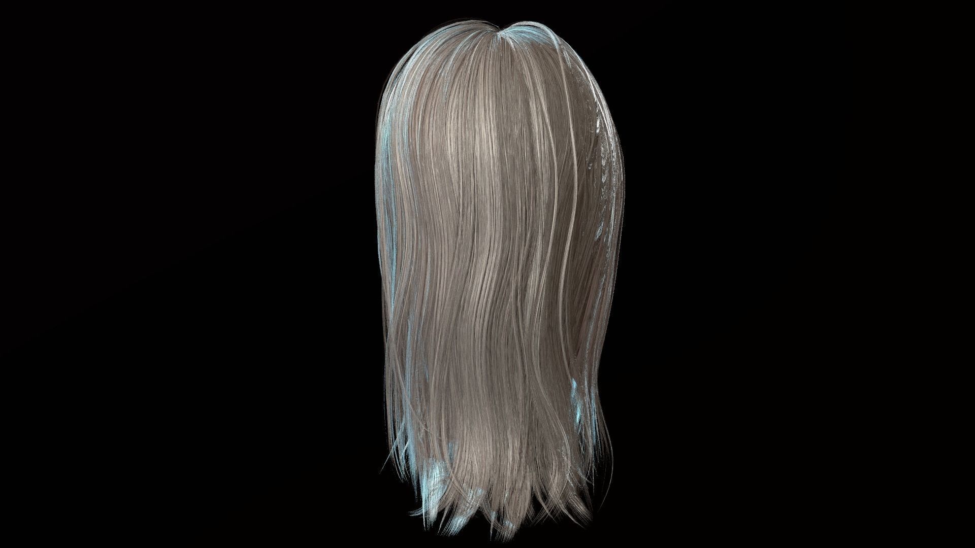 Hair Long  Low poly Low-poly 3D model_5
